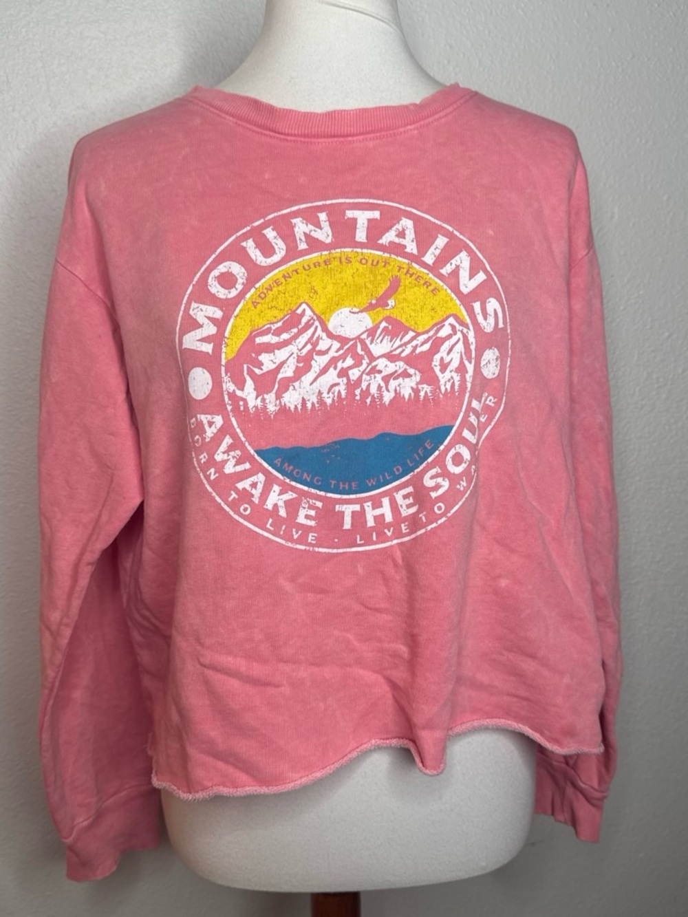 Mountains Graphic Pink Women's Sweatshirt - Awake the Soul